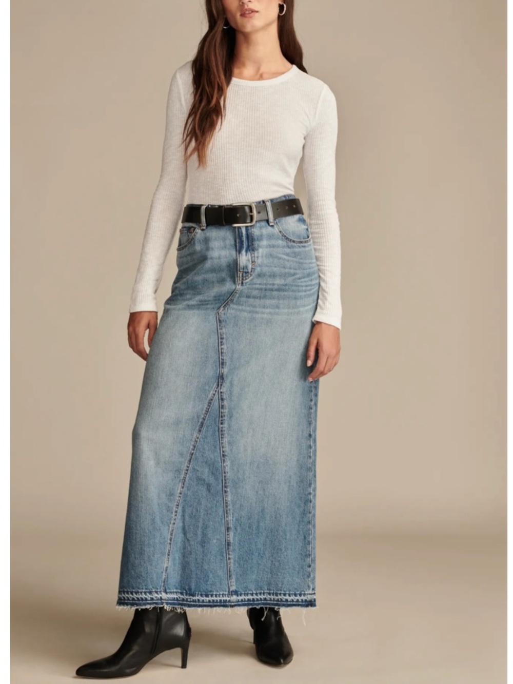 Lucky Brand Women's Denim Maxi Skirt Jean Skirt 90s Size 14/32